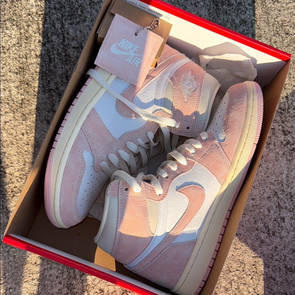 Air Jordan Pink and White High-Top Sneakers